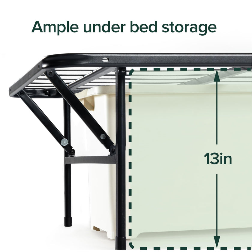ZINUS SmartBase Tool-Free Assembly Mattress Foundation / 14 Inch Metal Platform Bed Frame/No Box Spring Needed/Sturdy Steel Frame/Underbed Storage, Black, Twin, Regular 🍁 All In One Marketplace Canada