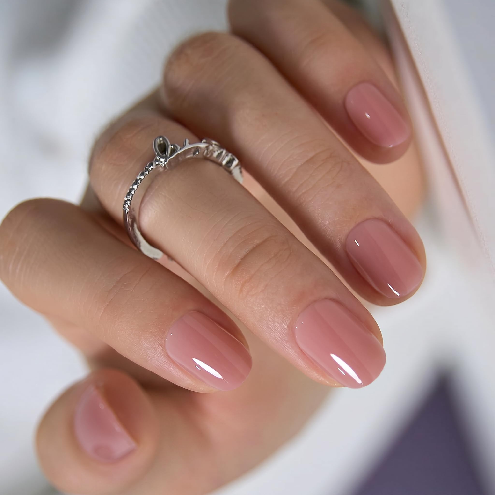 CurvLife Soft Gel Extra Short Press on Nails, 30Pcs Honey Peach Pink Oval Acrylic Fake Nails with Design Full Cover for Women Reusable Square Press on Nail Kit with Nail Glue Adhesive Tabs 🍁 All In One Marketplace Canada