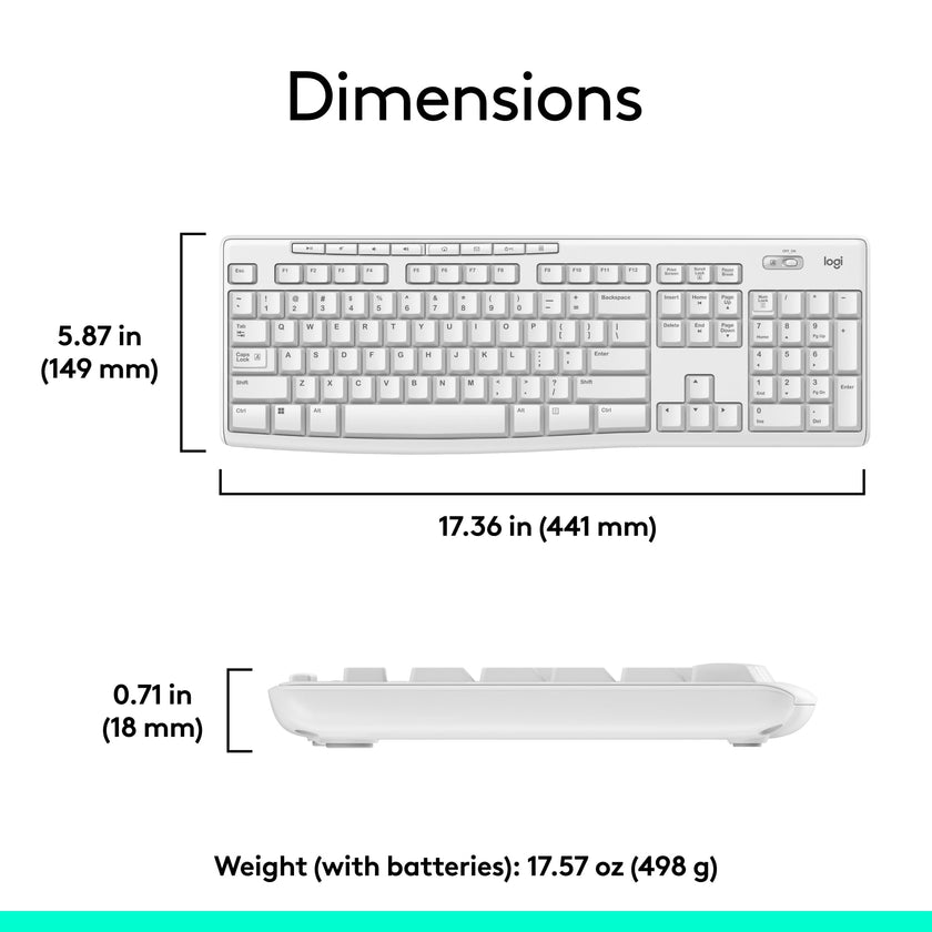 Logitech MK270 Wireless Keyboard and Mouse Combo for Windows, 2.4 GHz Wireless, Compact Mouse, 8 Multimedia and Shortcut Keys, 2-Year Battery Life, for PC, Laptop - Off White 🍁 All In One Marketplace Canada