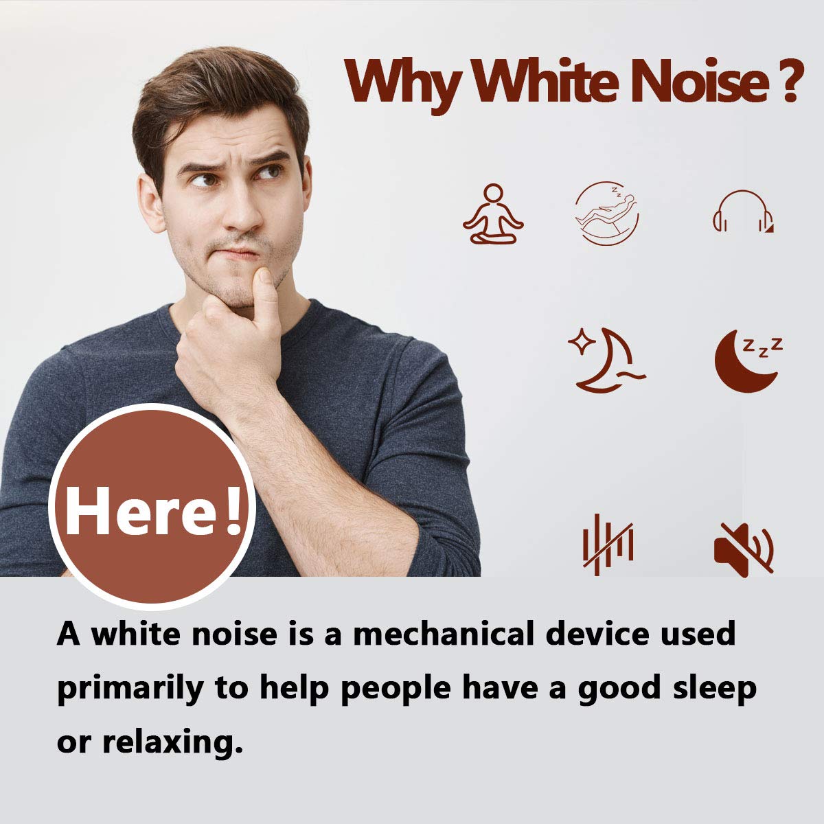Magicteam Sleep Sound White Noise Machine with 20 Natural Soothing Sounds and Memory Function 32 Levels of Volume Powered by AC or USB and Sleep Timer Sound Therapy for Baby Kids Adults (White) 🍁 All In One Marketplace Canada