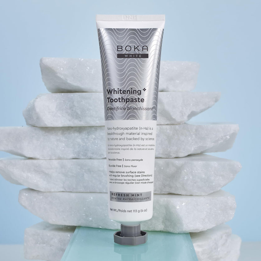 Boka Fluoride Free Toothpaste, Nano Hydroxyapatite Toothpaste, Appropriate for Sensitive Teeth, for Adult, Kids Oral Care - Whitening * Refresh Mint, 4 Fl Oz (113g) 1Pk 🍁 All In One Marketplace Canada