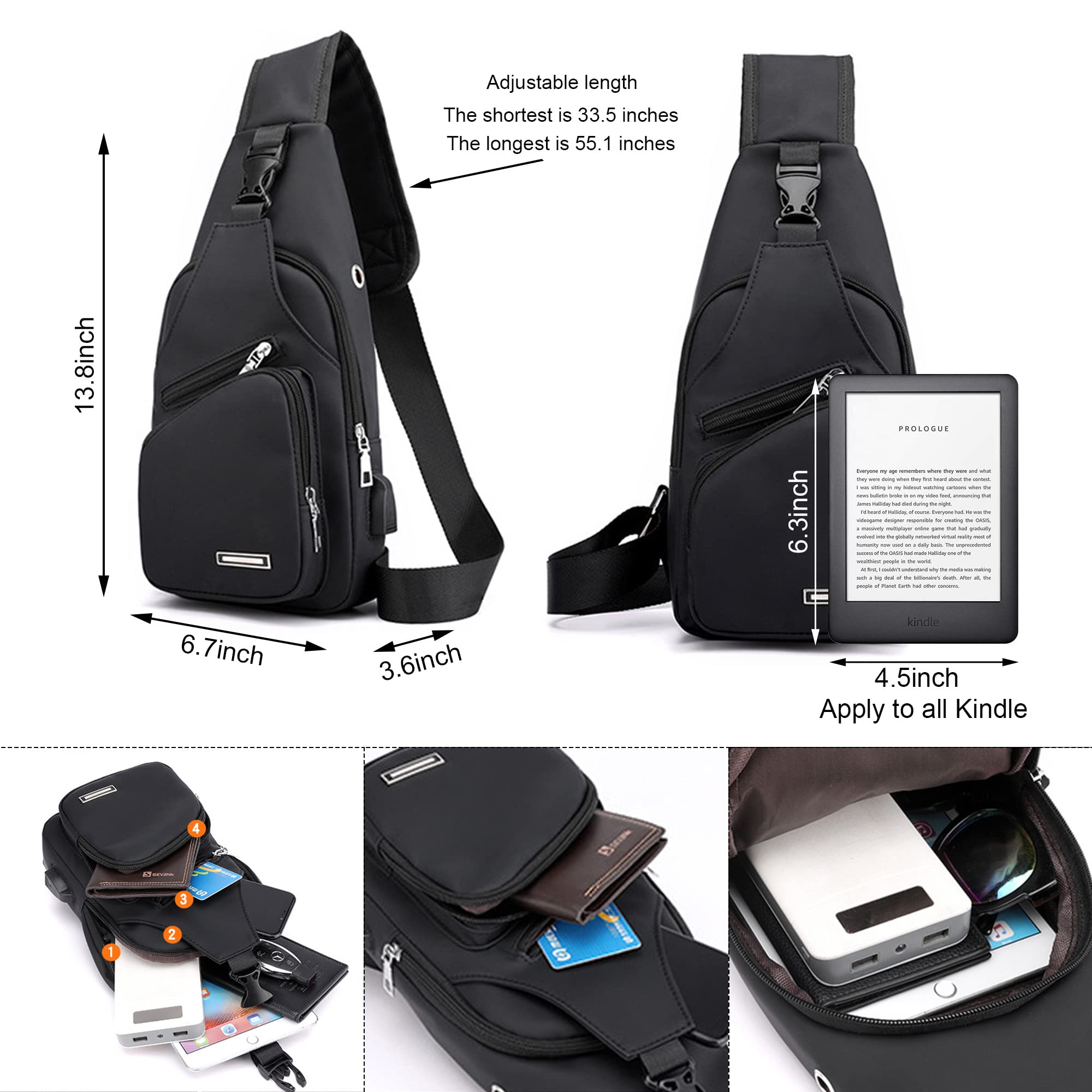 Sling Shoulder Bag Crossbody Backpack for Men Women Waterproof Hiking Daypack Multipurpose Cross Body Chest Bag for Outdoor Walking Travel 🍁 All In One Marketplace Canada