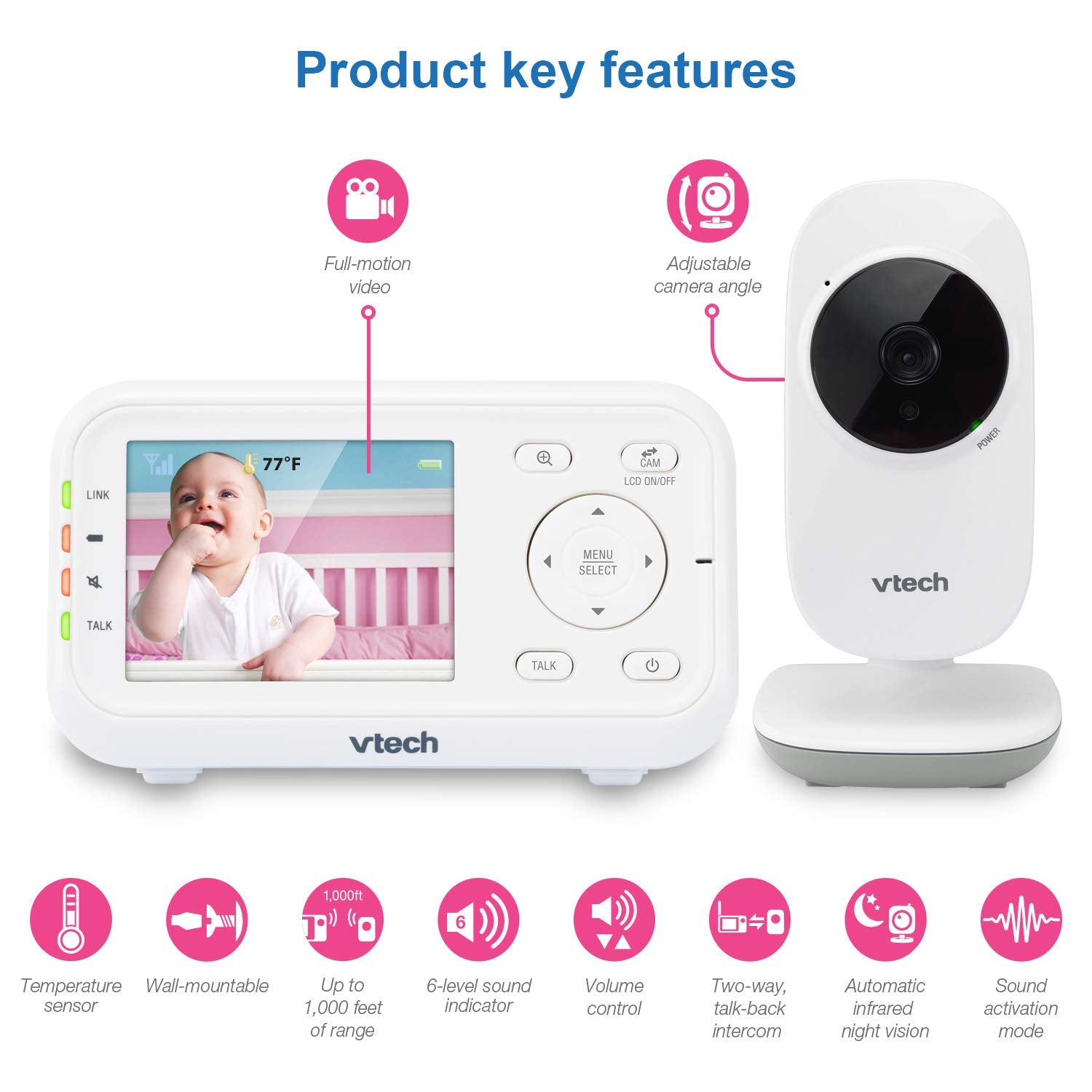 VTech VM3252-2 Digital Video Baby Monitor with 2.8
