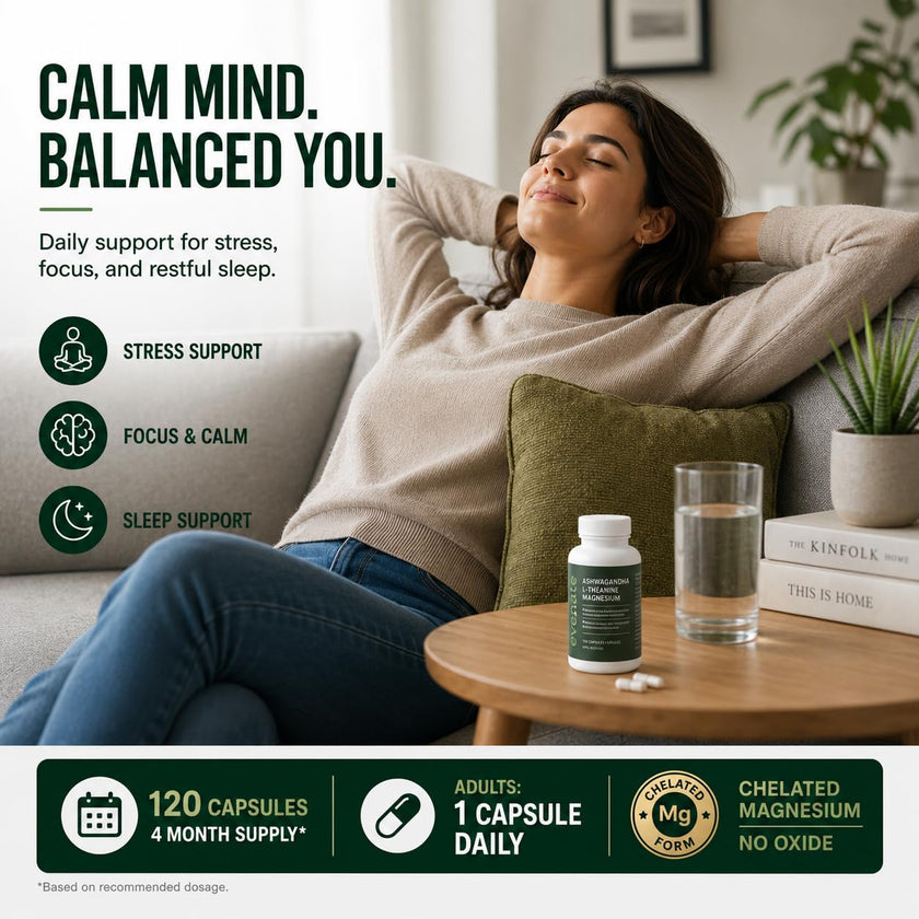 ALL-IN-ONE Ashwagandha 6000mg with L-Theanine 200mg & Magnesium Bisglycinate Chelated – Stress, Sleep, Mood, Calm & Relaxation Support – Non-GMO Vegan – 120 Capsules, 4 Month Supply – 1 Capsule Daily – Made in Canada 🍁 All In One Marketplace Canada