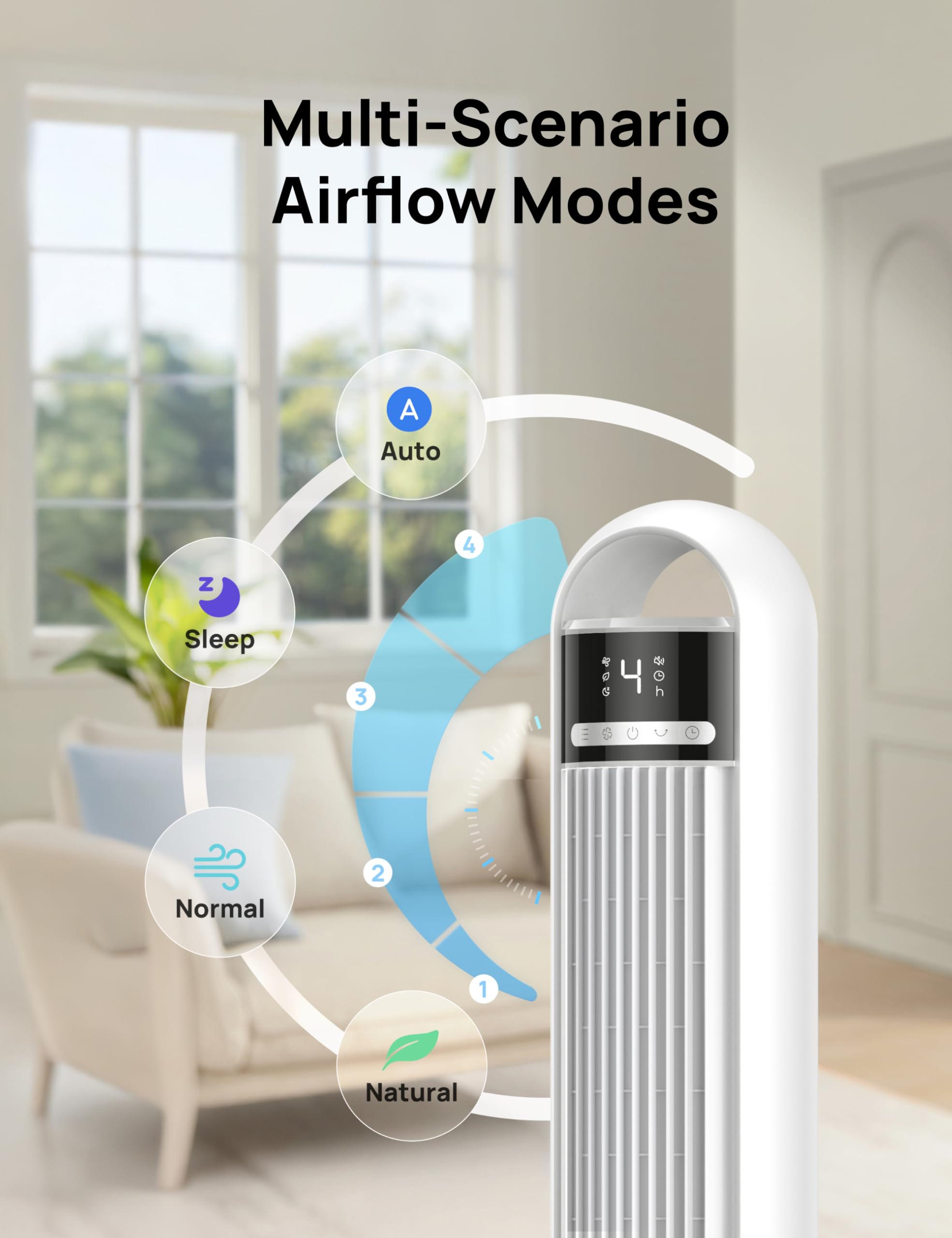 DREO Smart Tower Fan for Bedroom, 90° Oscillating Standing Fans for Room with 4 Speeds, 4 Modes, 25dB Quiet for Sleep, 25ft/s Velocity, 8H Timer, Remote/App/Voice Control for Living Room, Office, Home 🍁 All In One Marketplace Canada
