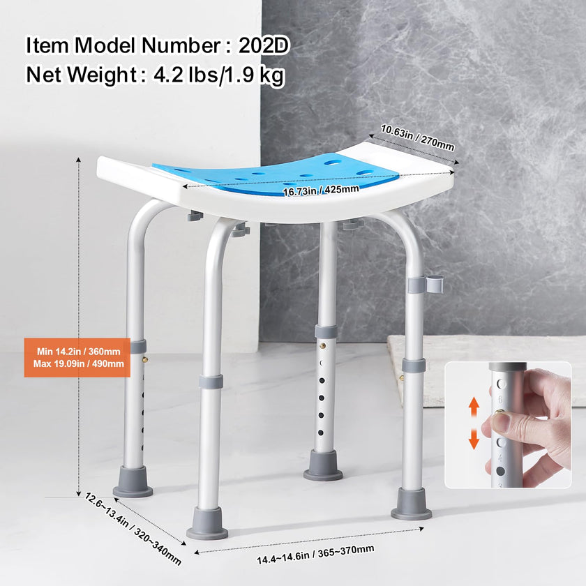 VEVOR Shower Chair, Adjustable Height Shower Stool, Shower Seat for Inside Shower or Tub, Non-Slip Bench Bathtub Stool Seat for Elderly Disabled Handicap, 350 LBS Capacity 🍁 All In One Marketplace Canada