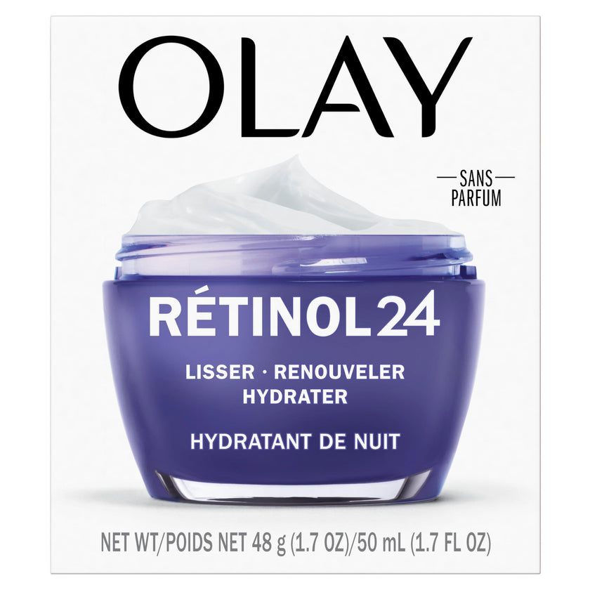 Olay Retinol 24 Face Moisturizer, Anti-Aging Night Cream for Women, Fragrance-Free, Non Greasy - Anti-Wrinkle, Smooth Fine Lines, Tightening, Hydrating Skin Care - Peptides, Glycerin, 50 mL 🍁 All In One Marketplace Canada