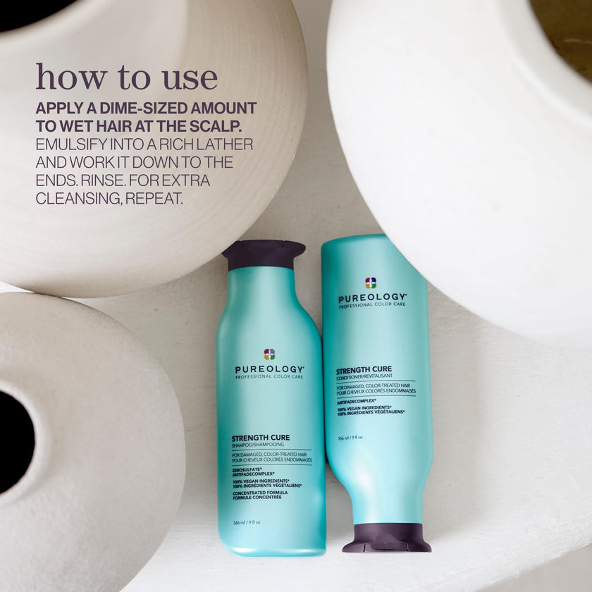Pureology Strength Cure Shampoo, Strengthening & Repair for Damaged Color-Treated Hair, Plant-Based Protein, Vegan, Sulfate-Free 🍁 All In One Marketplace Canada