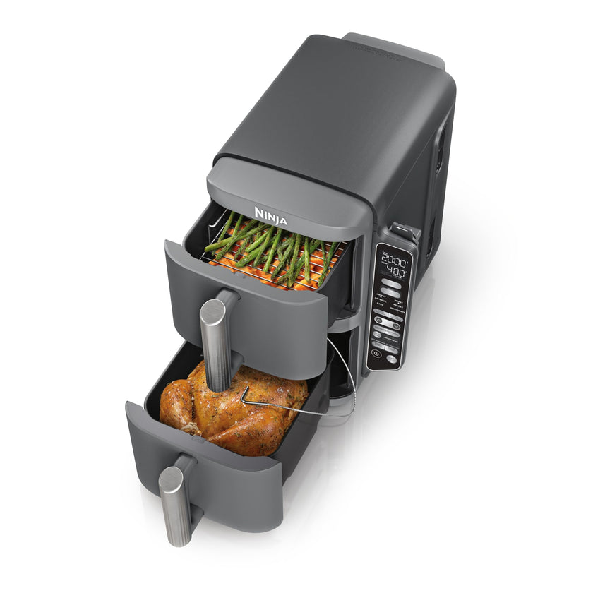 Ninja DoubleStack Smart XL 2-Basket Air Fryer, Smart Cook System, Leave-in Thermometer, DoubleStack Technology, Space Saving Design, 10 QT, 6-in-1, Smart Finish & Match Cook, Air Fry 🍁 All In One Marketplace Canada