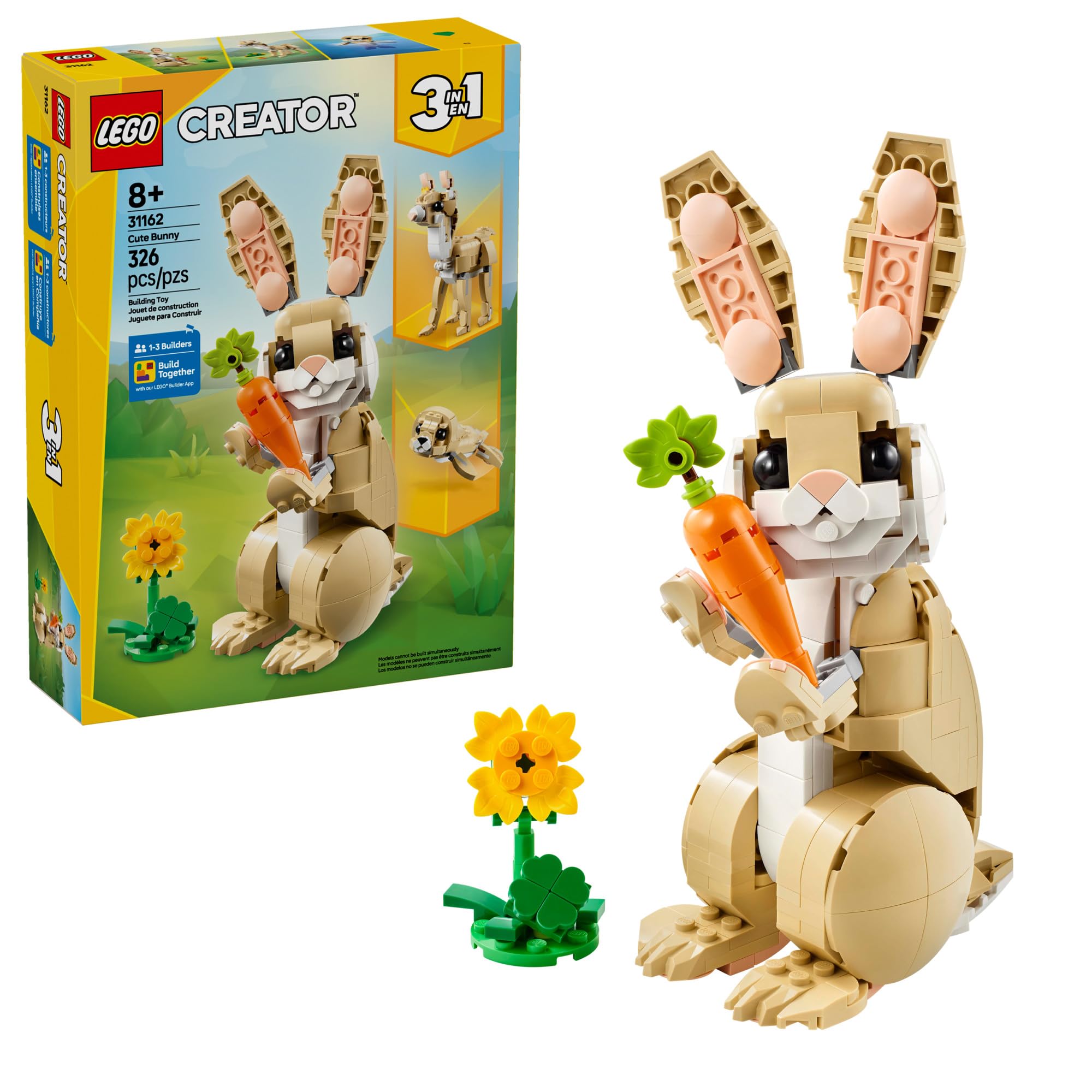 LEGO Creator 3 in 1 Cute Bunny Toy - Building Toy for Girls and Boys, Ages 8+ - Gift for Birthdays - W/ 3 Build Options, Bunny, Seal, or Llama - 31162 🍁 All In One Marketplace Canada