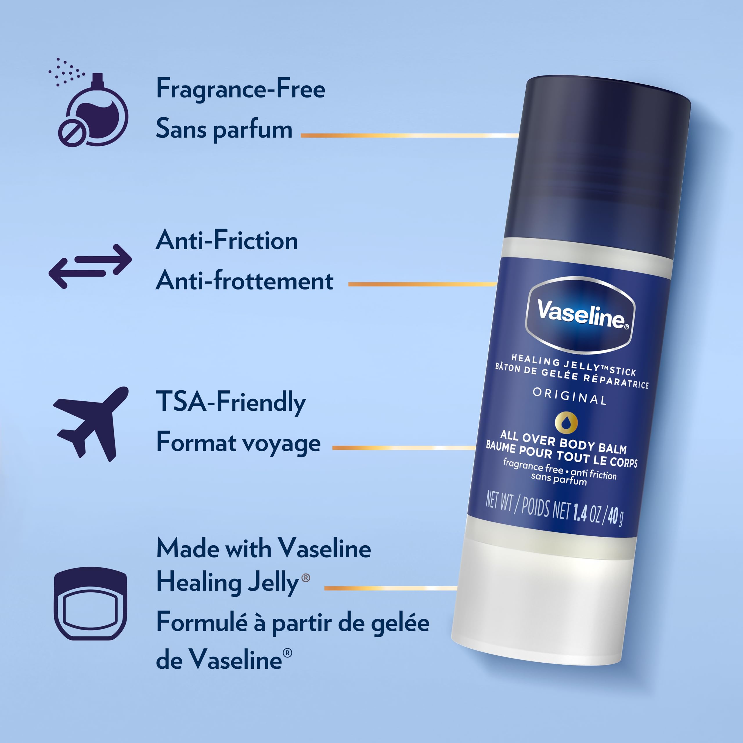 Vaseline All Over Jelly Balm Stick Healing Jelly Skin Care Unscented 40g (Pack of 3) 🍁 All In One Marketplace Canada