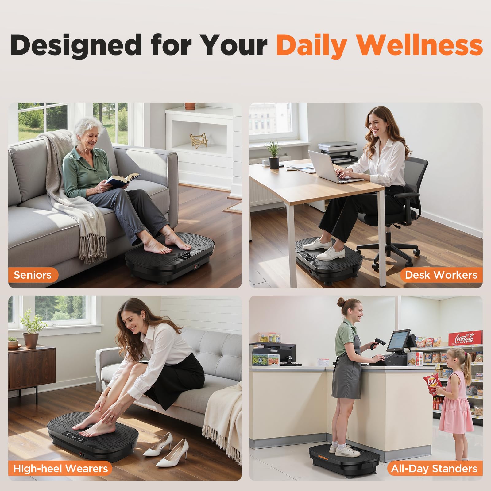 FEIERDUN Vibration Plate Exercise Machine, Full Body Vibrating Plate with Wider Platform, 150kg (330lbs) Capacity, Plaque Vibrante with LED Screen, Remote & Resistance Bands,Black 🍁 All In One Marketplace Canada