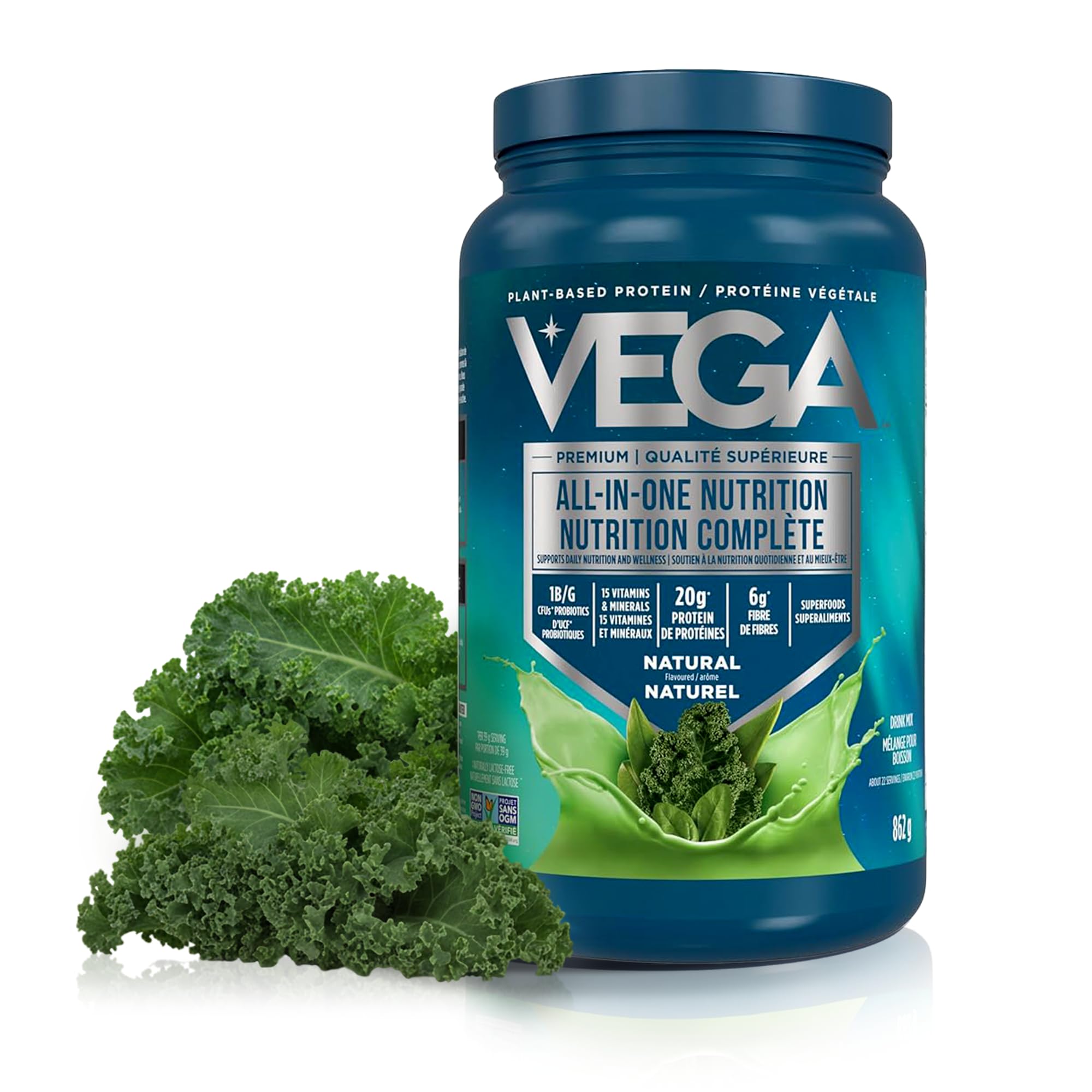 Vega Premium All-in-One Nutrition Protein Powder – 20g Plant-Based Vegan Protein, Vitamins & Probiotics, Natural, 862g (22 Servings) 🍁 All In One Marketplace Canada