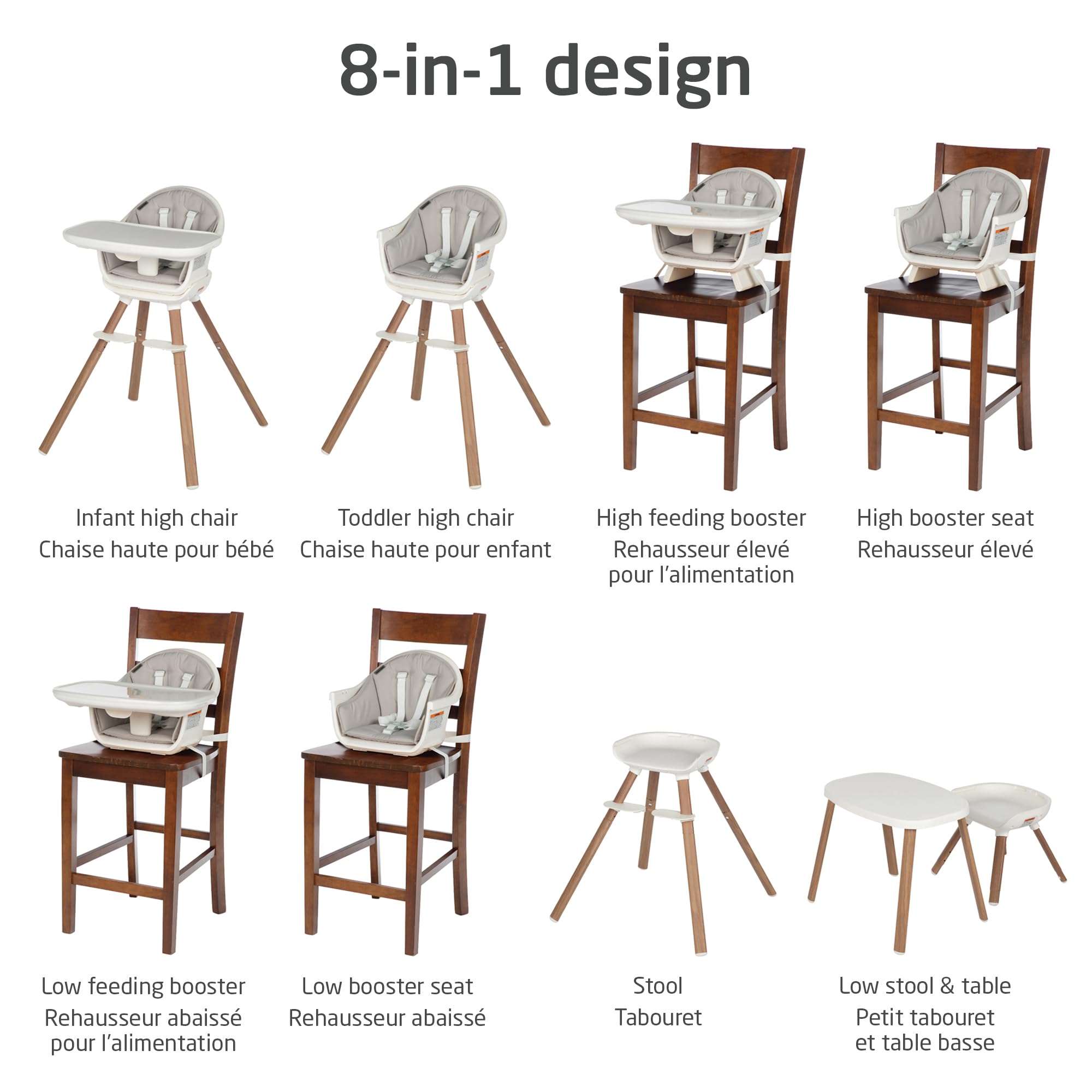 Maxi-Cosi Moa 8-in-1 High Chair, removable kitchen booster, converts to stool, table and chair, easy to clean, Horizon Sand 🍁 All In One Marketplace Canada