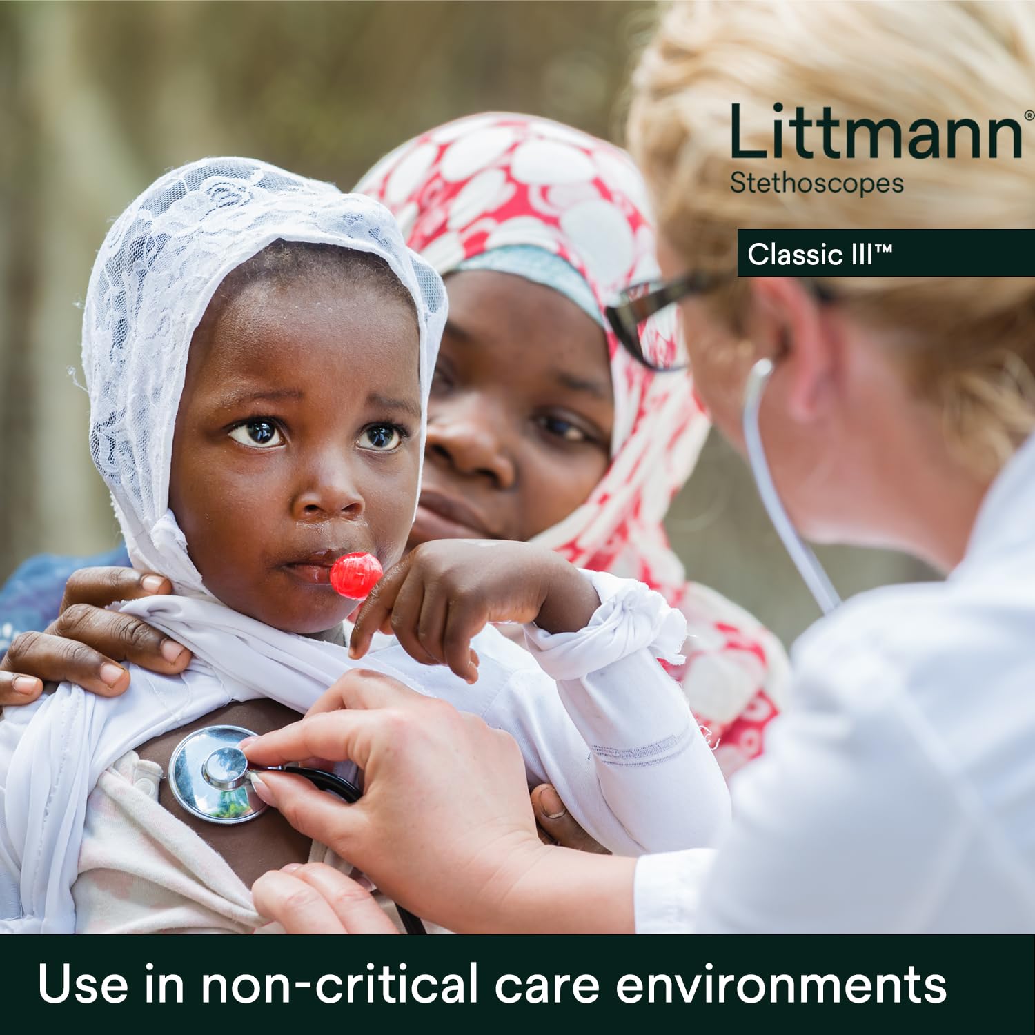 3M Littmann Classic III Monitoring Stethoscope, 5620, More Than 2X as Loud*, Weighs Less**, Stainless Steel Chestpiece, 69 cm (27