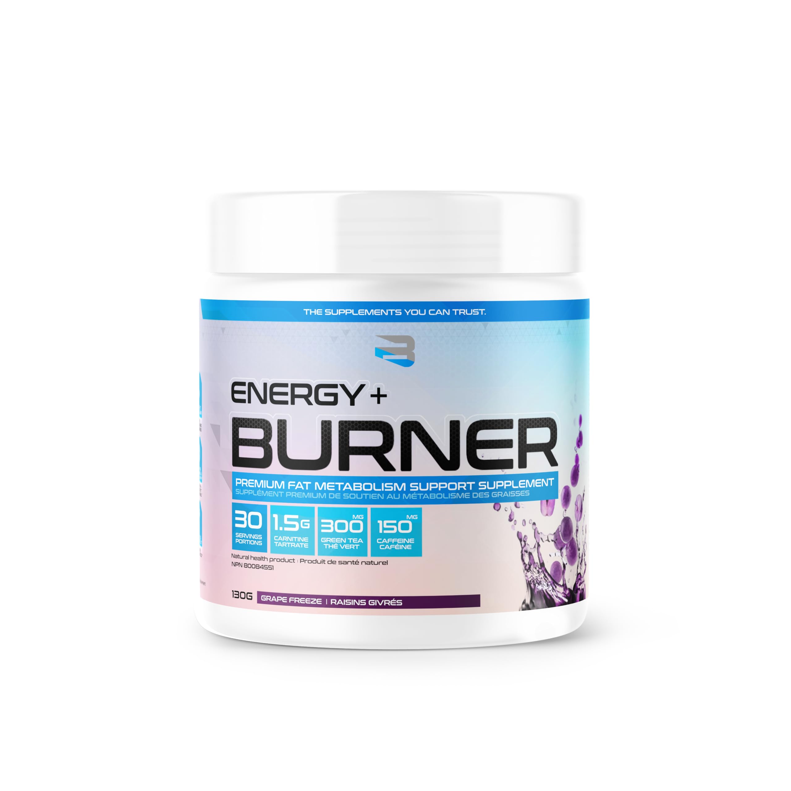Believe Supplements Energy Burner: Maximize Fat Metabolism, Muscle Recovery, and Performance - Boost Endurance, Reduce Fatigue, and Enhance Alertness for Intense Workouts! (Grape Freeze) 🍁 All In One Marketplace Canada