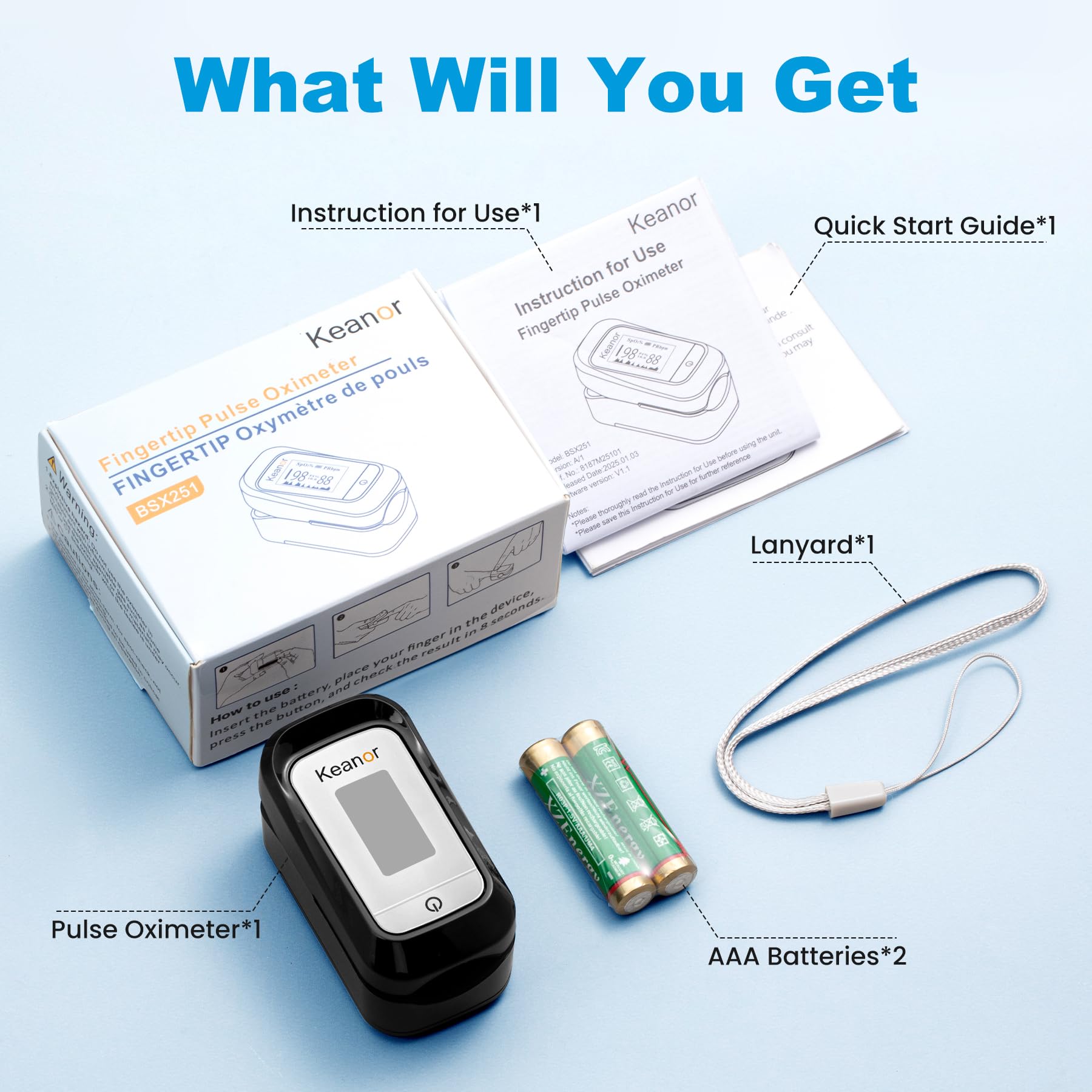 Pulse Oximeter, Oxygen Meter Finger Monitor with Alarm & PI, Finger Pulse Oximeter for SpO2 Blood Oxygen Saturation & Heart Rate, Portable O2 Monitor for Adults & Kids, Batteries & Lanyard Included 🍁 All In One Marketplace Canada