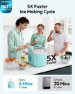 EUHOMY Countertop Ice Maker Machine with Handle, 26lbs Per Day, 9 Ice Cubes Ready in 6 Mins, Auto-Cleaning Portable Ice Maker with Basket and Scoop, for Home/Kitchen/Camping/RV (Green) 🍁 All In One Marketplace Canada