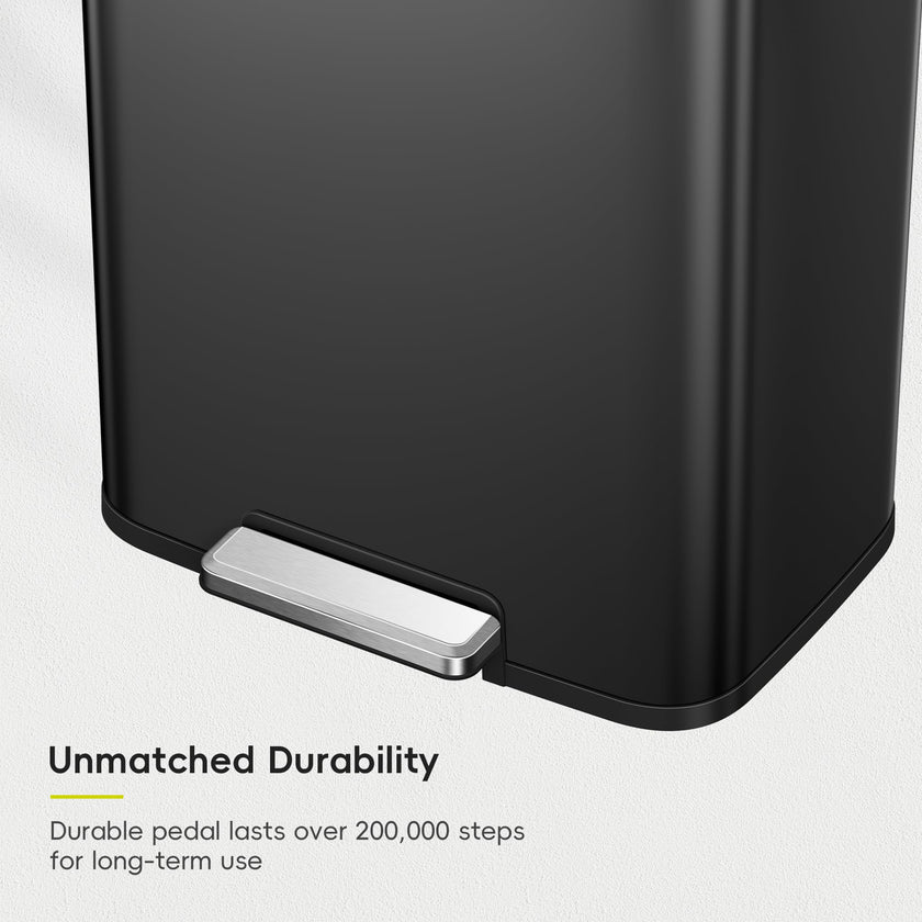 EKO Madison Matte Black 50 Liter/13.2 Gallon Step Trash Can with Inner Liner - Fingerprint Resistant Finish 🍁 All In One Marketplace Canada
