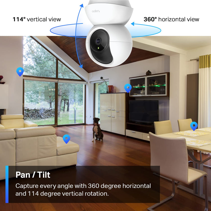 TP-Link Tapo 2K Pan/Tilt Indoor Security WiFi Camera, Baby & Pet Camera w/ 360° Motion Tracking, 2-Way Audio, Night Vision, Cloud & Local Storage (Up to 256 GB), Works w/Alexa & Google (Tapo C210) 🍁 All In One Marketplace Canada