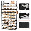 10 Tier Shoe Rack, Large Capacity Tall Shoe Storage Organizer Holds 50-55 Pairs Shoes and Boots, Vertical Shoe Shelf Cabinet with Versatile Hooks for Closet Entryway Garage Bedroom 🍁 All In One Marketplace Canada