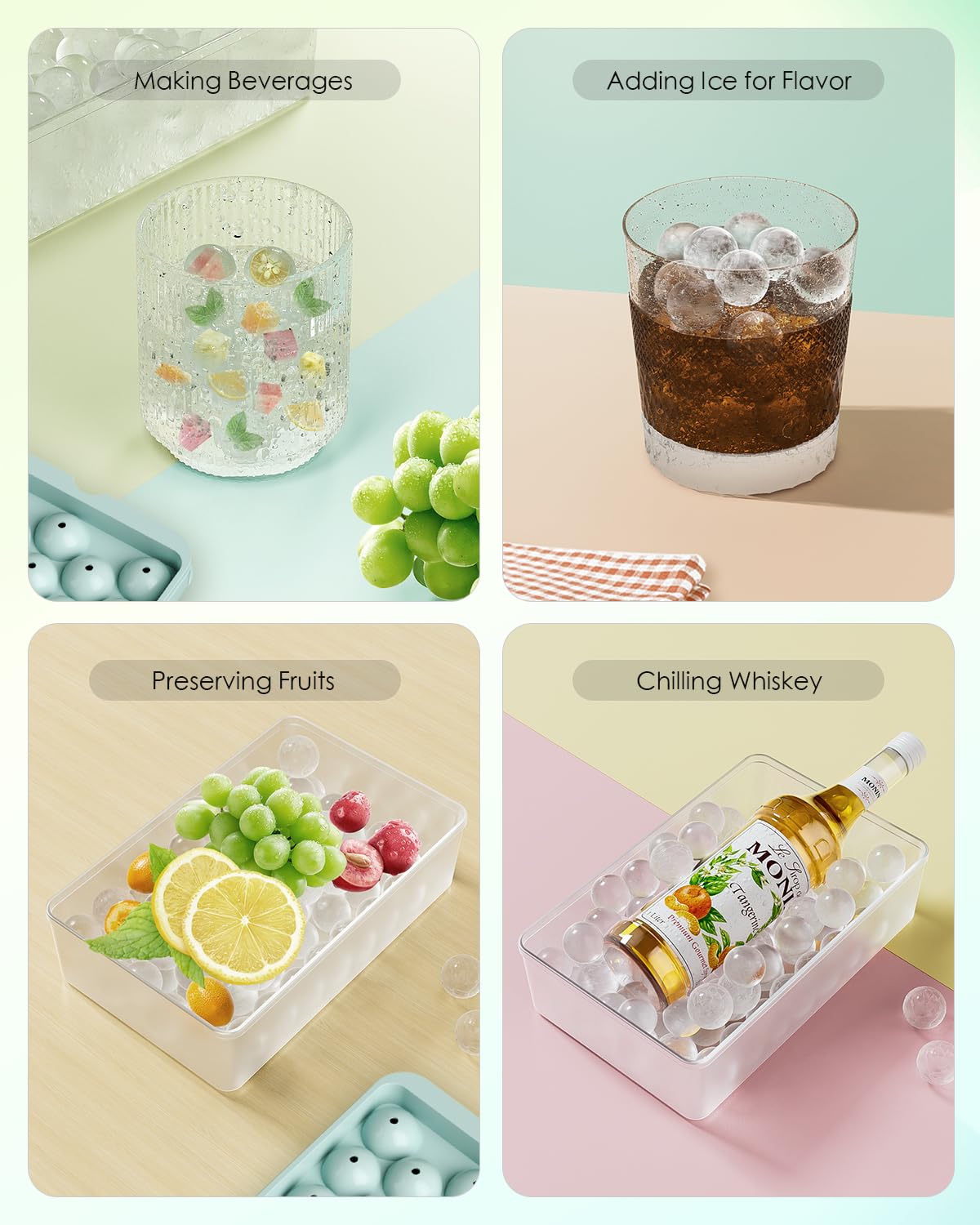 Round Ice Cube Trays with Lid and Bin - 3 Stackable Trays Small Circle Ice Maker Molds for Freezer, 99pcs Round Ice Balls for Chilling Whiskey, Cocktails, Coffee - Easy-Release Sphere Ice Tray 🍁 All In One Marketplace Canada