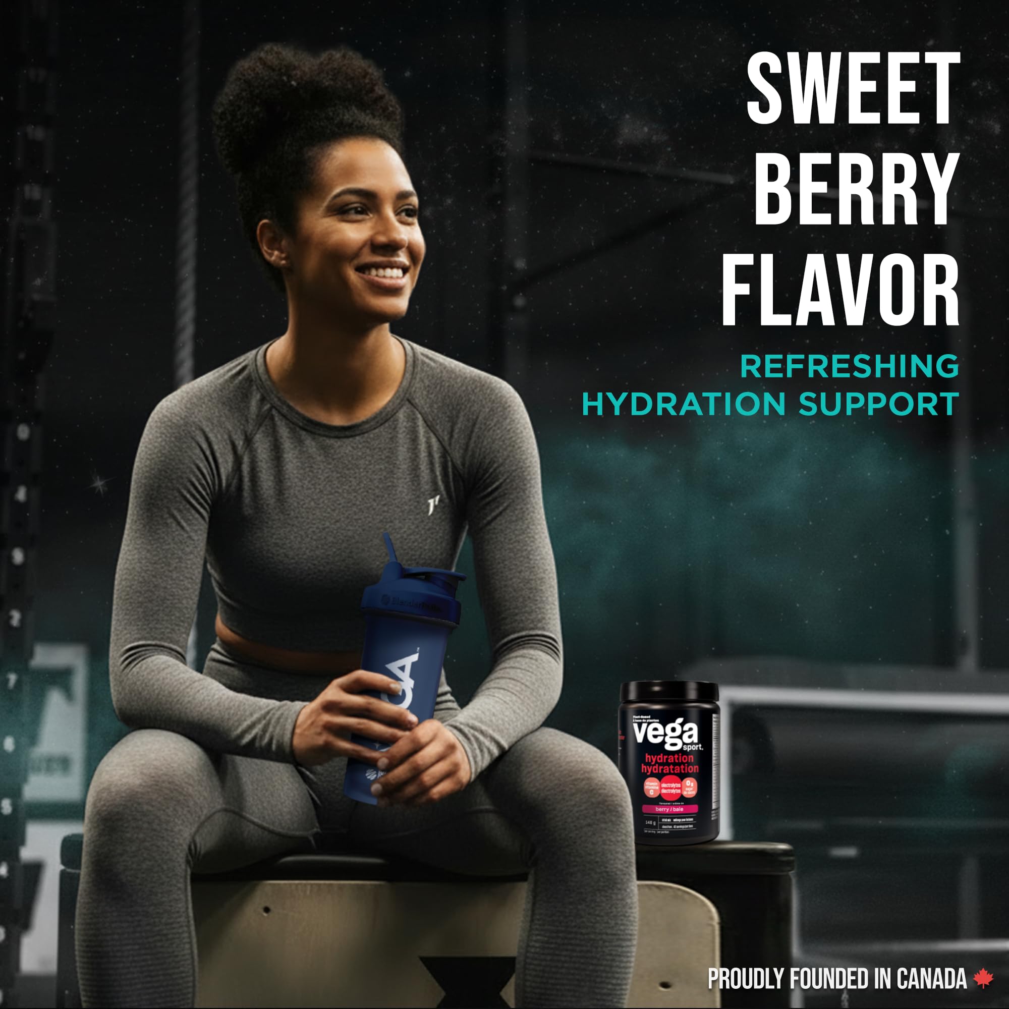 Vega Sport Hydration Electrolyte Powder, Plant Based for Fast Post Workout Hydration – Sugar-Free Berry, 40 Servings, 148 grams 🍁 All In One Marketplace Canada