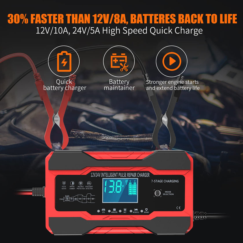 YONHAN Battery Charger 10-Amp 12V and 24V Fully-Automatic Smart Car Battery Charger, Battery Maintainer Trickle Charger, and Battery Desulfator with Temperature Compensation 🍁 All In One Marketplace Canada