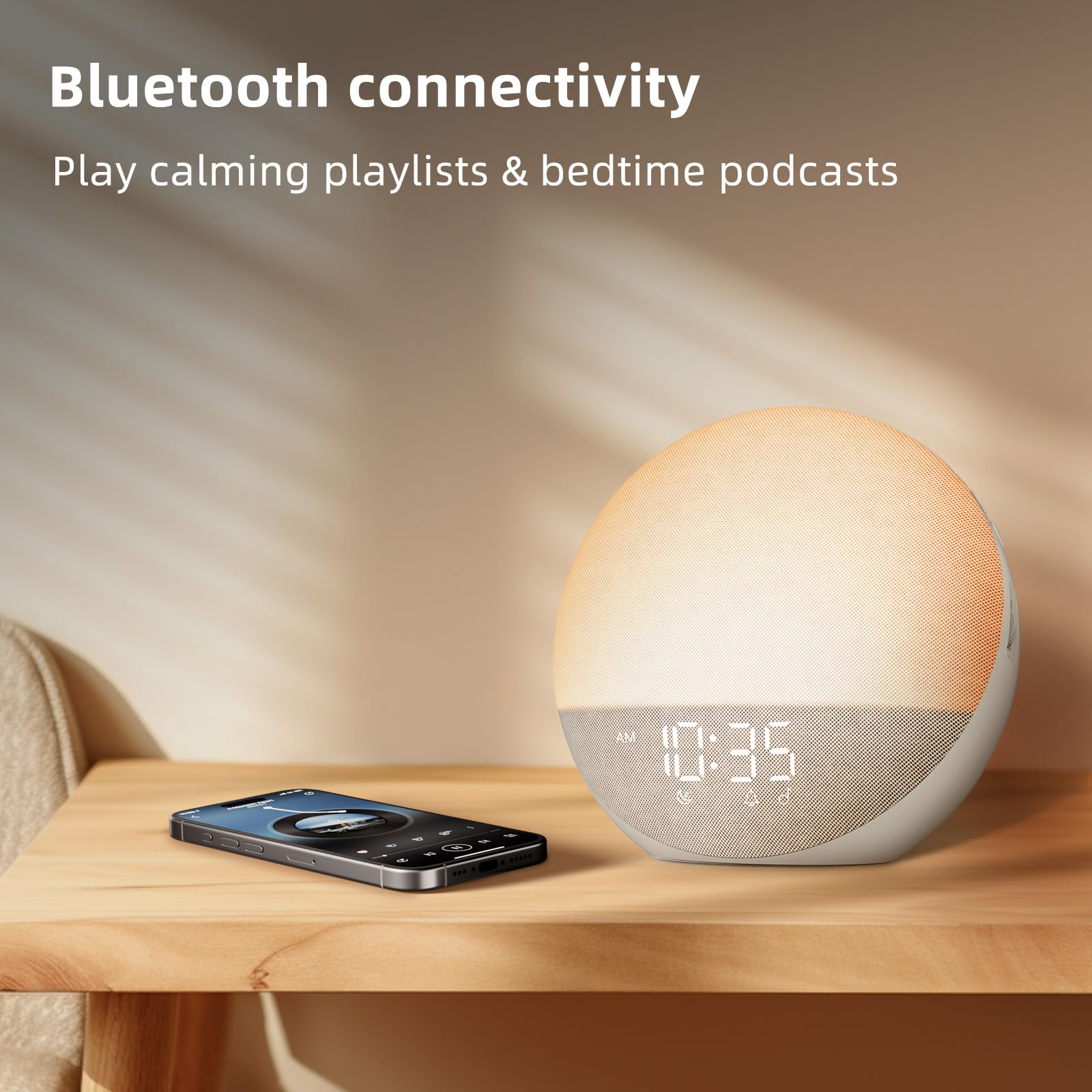 Sunrise Alarm Clock White Noise Machine: Natural Wake Up Light - Dimmable Clock with Bluetooth Speaker for Bedroom - 25 Sleep Sounds for Baby Adults Kids Putty 🍁 All In One Marketplace Canada