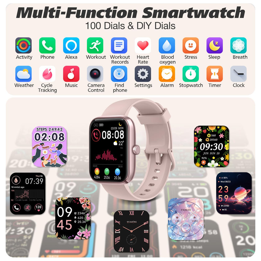 Smart Watch for Men Women with Bluetooth Call, Alexa Built-in, Heart Rate & Sleep Monitor, 1.83