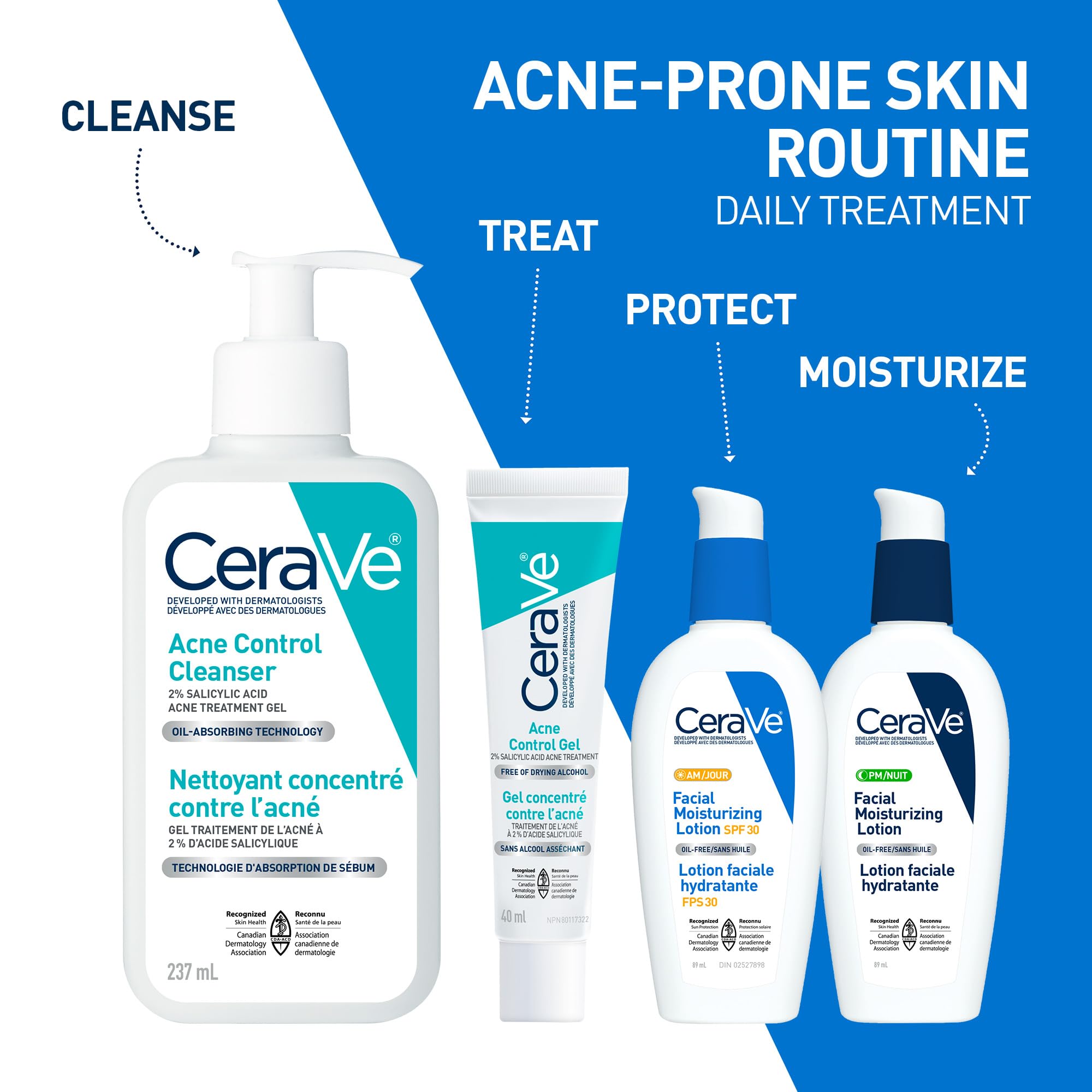CeraVe Acne Control Gel For Face, Pimple & Pores, With Salicylic Acid, 3 Essential Ceramides, Niacinamides. Developed with Dermatologists, Non-Comedogenic, Oil-Free, Fragrance-Free, 40ml 🍁 All In One Marketplace Canada