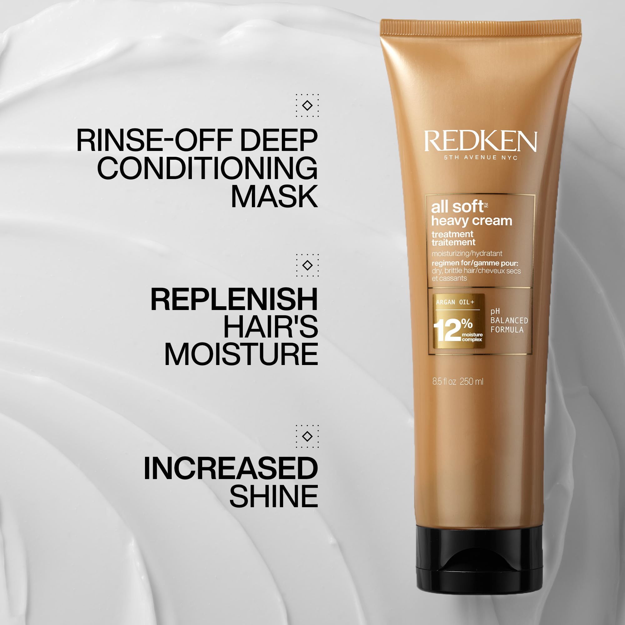 Redken All Soft Heavy Cream Deep Conditioning Hair Mask For Dry, Brittle Hair, Moisturizing Treatment With Argan Oil For Intense Softness, Shine And Smoothness, 250ml 🍁 All In One Marketplace Canada