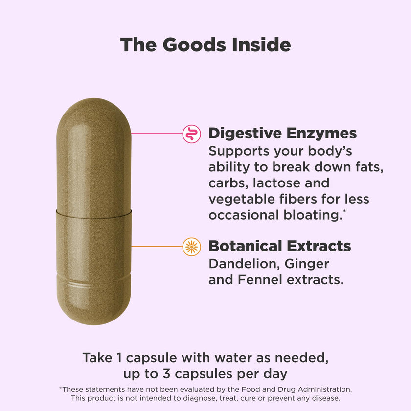 OLLY Beat The Bloat Capsules, Belly Bloat Relief for Gas and Water Retention, Digestive Enzymes, Vegetarian, Supplement for Women - 25 Count 🍁 All In One Marketplace Canada