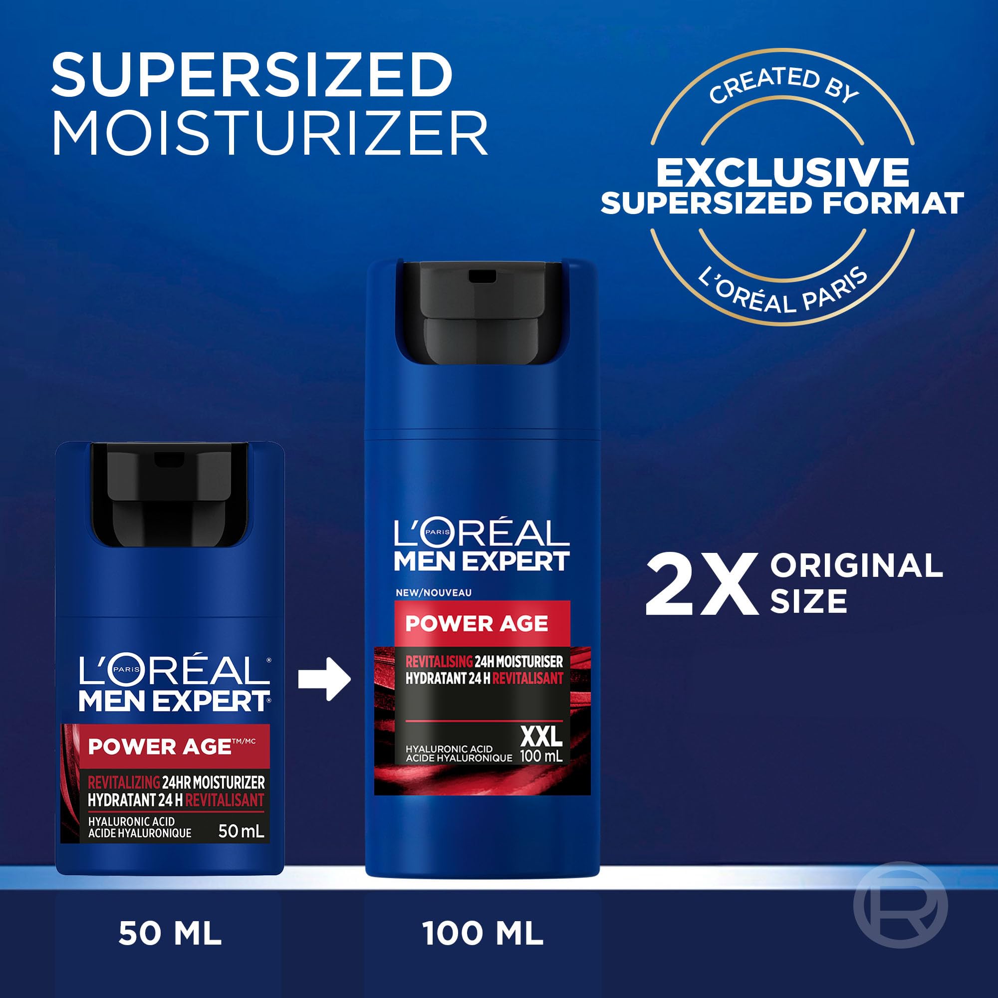 L'Oréal Paris Men Expert Power Age XXL 24 HR Hydrating Face Moisturizer for Men with Hyaluronic Acid & Vitamins, For Dry & Aging Skin, Fights Signs & Look of Aging, 100 mL 🍁 All In One Marketplace Canada