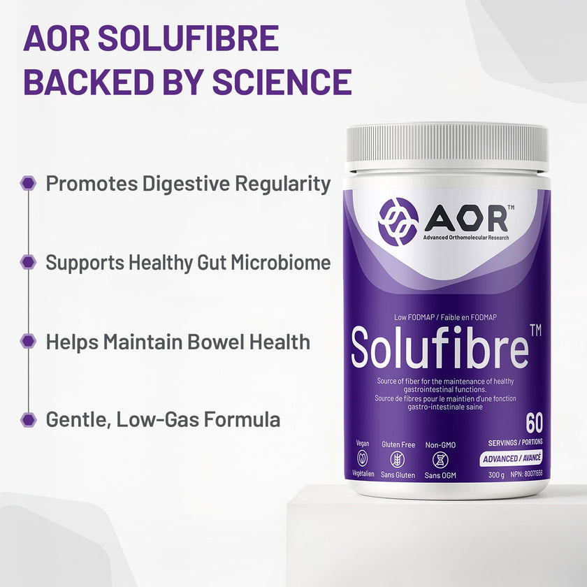 AOR - SoluFibre Powder, 300g 60-Servings - Partially Hydrolyzed Guar Gum Sunfiber for Digestive Comfort & Regularity - Vegan, Non-GMO & Gluten-Free - Gentle Prebiotic Fiber Supplement - Soluble Fiber 🍁 All In One Marketplace Canada