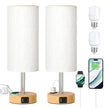 Table Lamp for Bedroom Set of 2 - Touch 3 Way Dimmable Bedside Lamps with USB C and A Ports, Night Lamp for Nightstand with AC Outlet, Desk Lamps for Living Room, Reading Room, Kids Room, Office 🍁 All In One Marketplace Canada