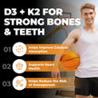 VITAMIN D3 K2 (MK-7) VEGAN | HIGH POTENCY•VALUE SIZE | Supports Prevention of Osteoporosis & Heart Calcification | Immune, Bone & Heart Health Supplement | Canadian Made Vitamin D3 Vitamin K2 🍁 All In One Marketplace Canada