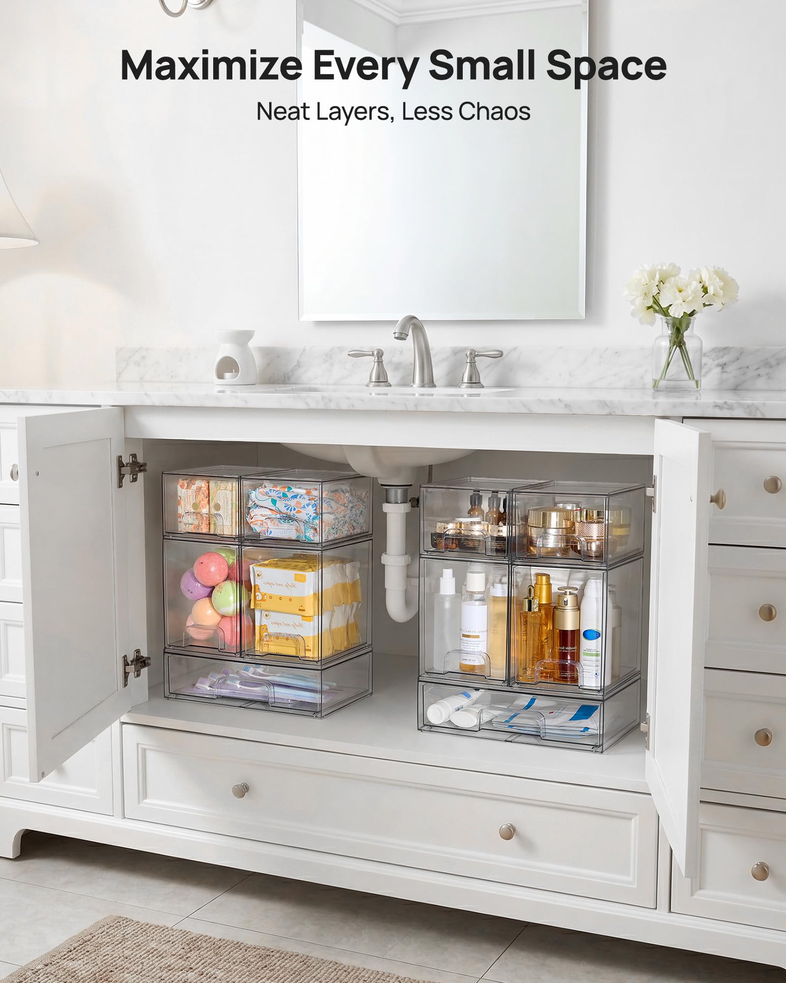 Vtopmart Stackable Storage Drawers Set of 5, 12