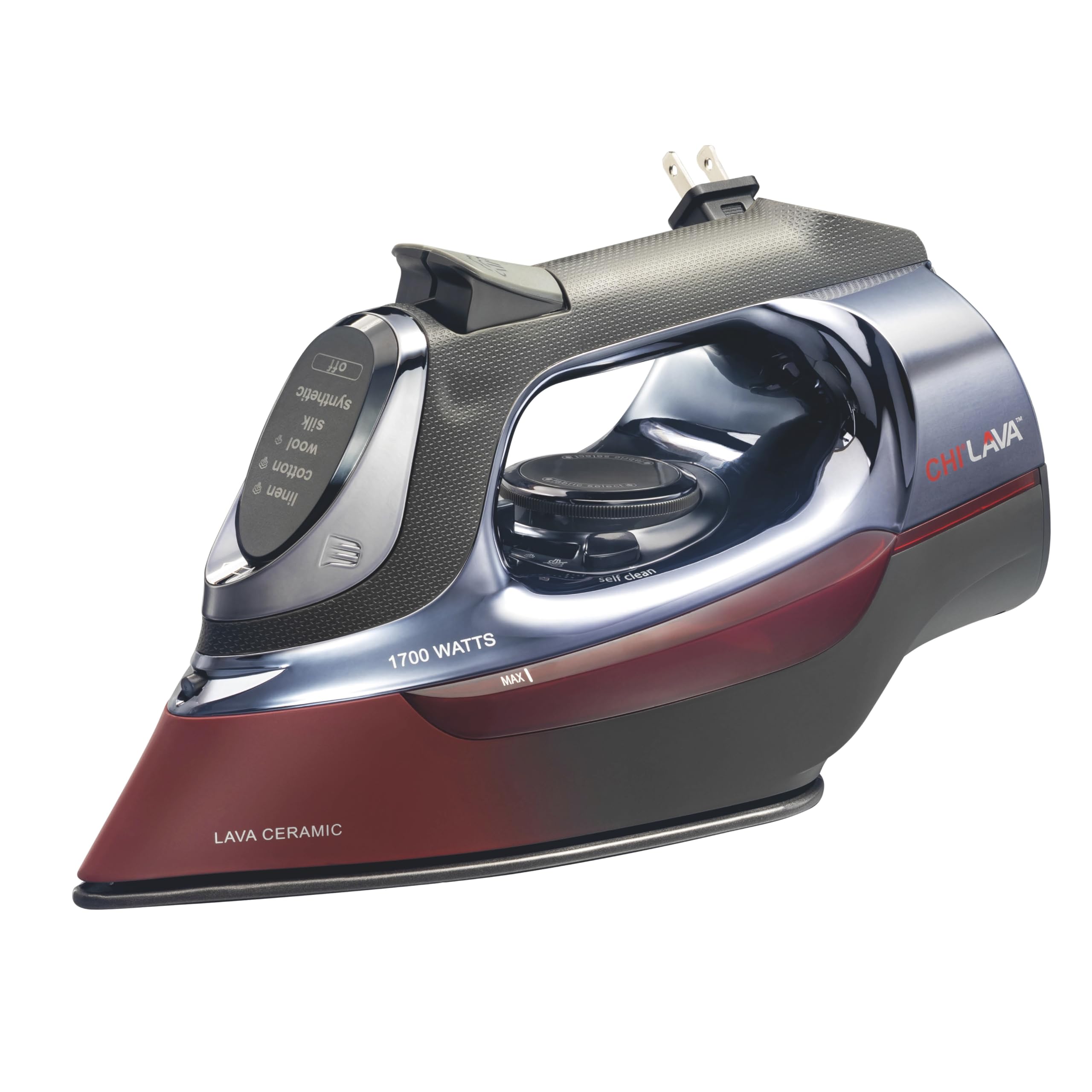 CHI Steam Iron for Clothes with 8’ Retractable Cord, 1700 Watts, 3-Way Auto Shutoff, 400+ Holes, Professional Grade, Temperature Control Dial, Lava Infused Ceramic Soleplate, Black (13113) 🍁 All In One Marketplace Canada