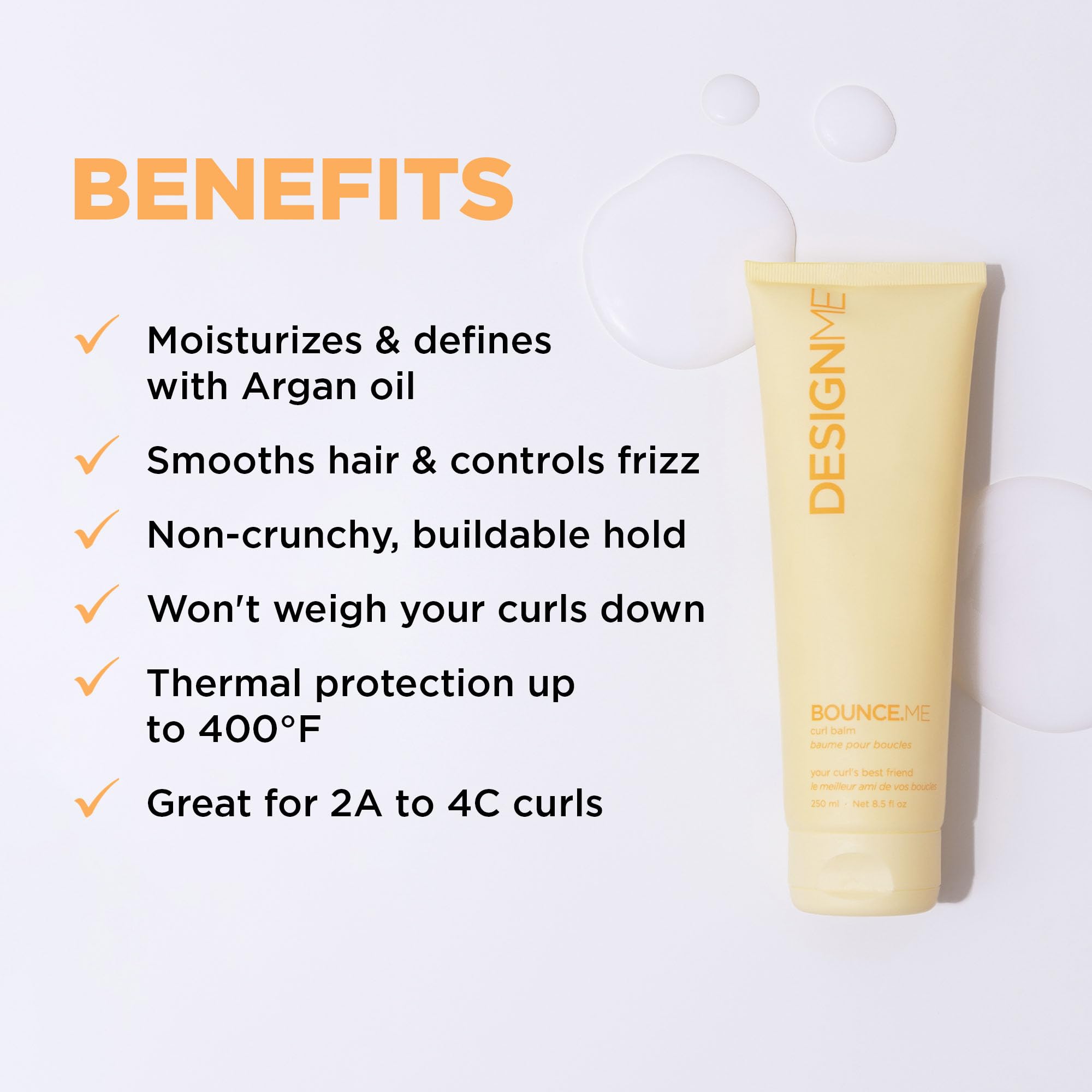 DESIGNME BOUNCE.ME Hair Curling Cream | Curl Enhancer with Argan Oil | Hair Curling Balm Sulfate-free, 250mL 🍁 All In One Marketplace Canada