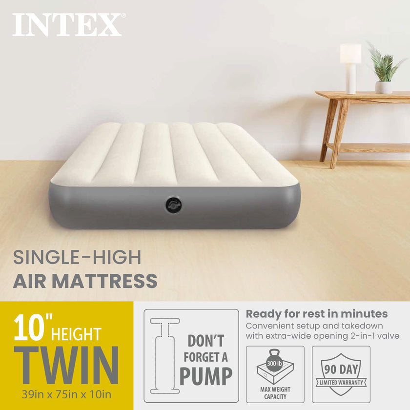 INTEX 64101E Dura-Beam Standard Single-High Air Mattress: Fiber-Tech – Twin Size – 10in Bed Height – 300lb Weight Capacity – Pump Sold Separately 🍁 All In One Marketplace Canada