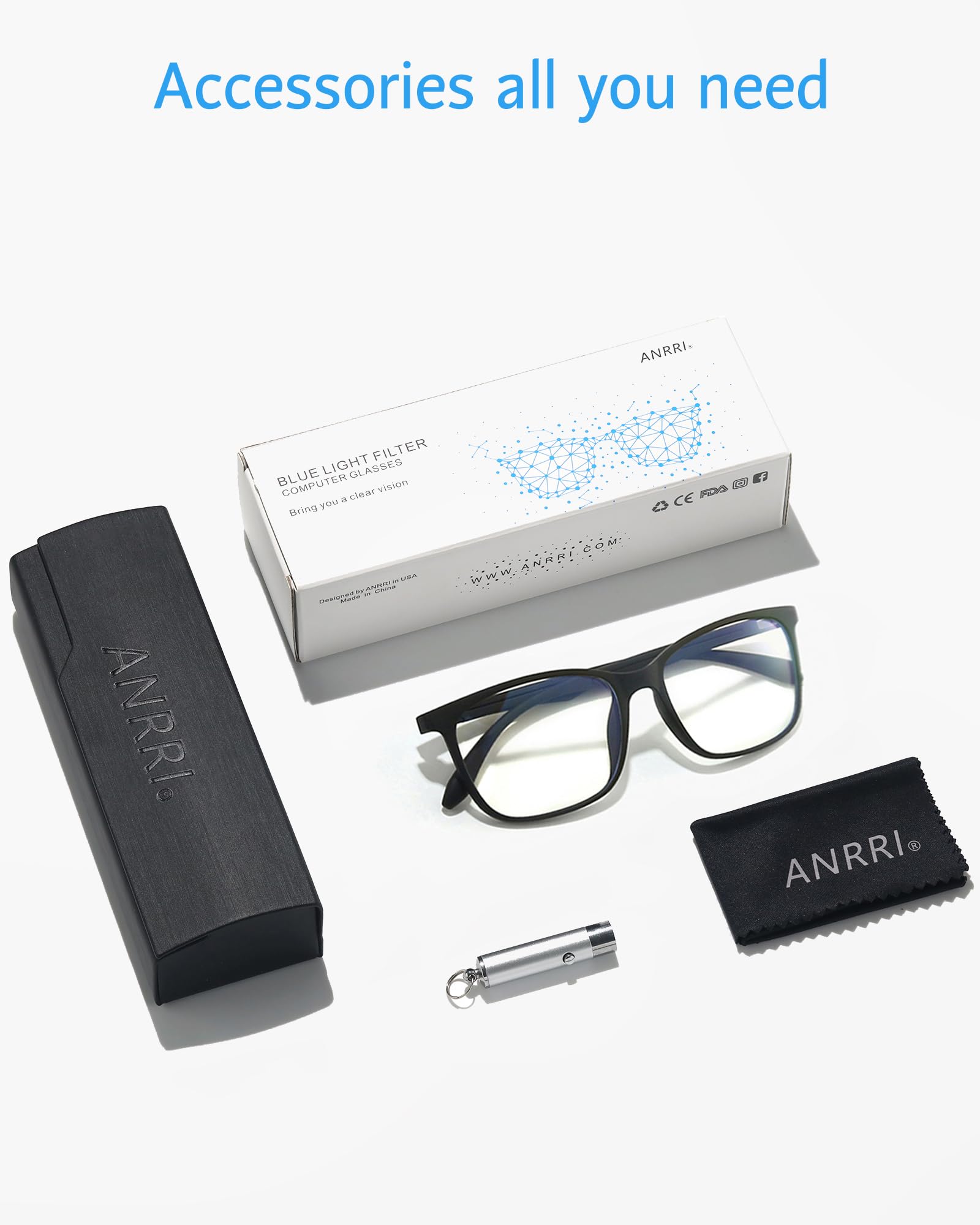 ANRRI Blue Light Blocking Glasses for Computer Use, Anti Eyestrain Lens Lightweight Frame Eyeglasses, Black, Men/Women 🍁 All In One Marketplace Canada