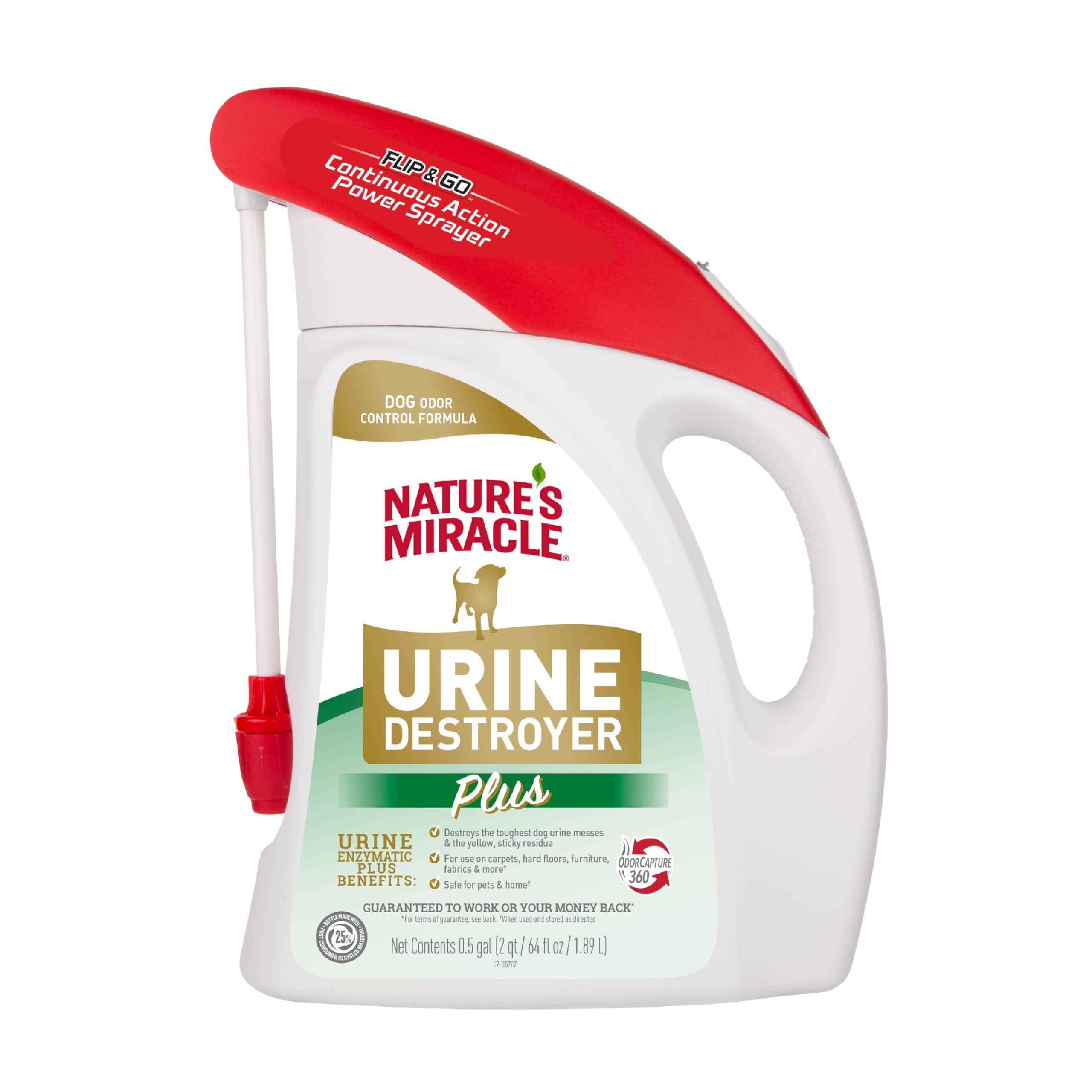 Nature's Miracle Urine Destroyer Plus For Dogs With Flip & Go Sprayer, 64 Ounces, Enzymatic Formula For Dogs Powers Out Tough Dog Urine Messes And Yellow, Sticky Residue 🍁 All In One Marketplace Canada