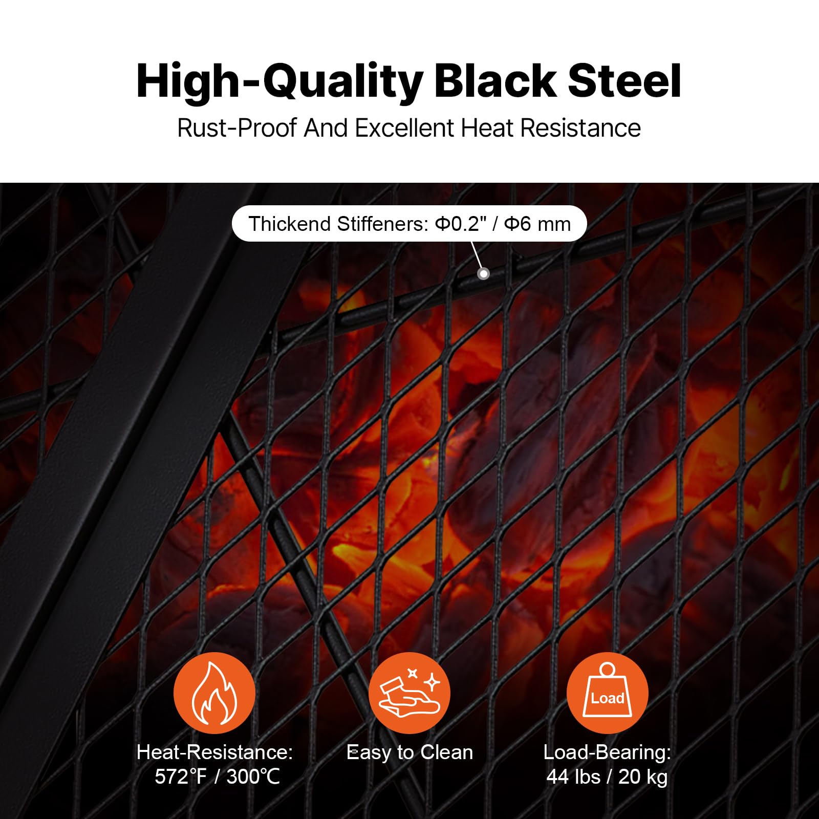 VEVOR X-Marks Fire Pit Grill Grate, Foldable Round Cooking Grate, Heavy Duty Steel Campfire BBQ Grill Grid with Handle and Support X Wire, Portable Camping Cookware for Outside Party, 36 Inch Black 🍁 All In One Marketplace Canada