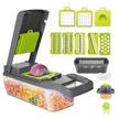 Vegetable Chopper Cutter Slicer Multifunctional 13-in-1 Food Veggie Onion Potato Fruit Chopper Cutter Dicer with Container, 8 Interchangable Blades, Hand Protector, Drain Strainer, Cleaning Brush 🍁 All In One Marketplace Canada