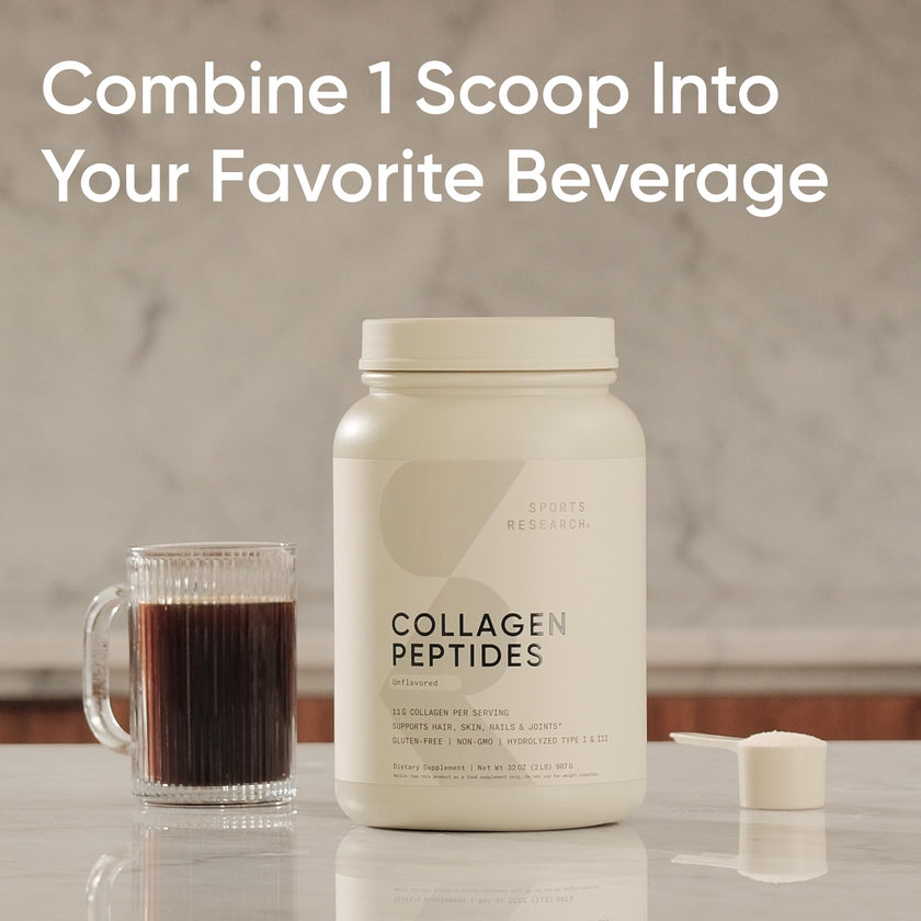Sports Research® Premium Collagen Peptides Powder (32oz Jar) | Grass-Fed, Certified Paleo Friendly, Non-GMO and Gluten Free - Unflavored and Easy to Mix 🍁 All In One Marketplace Canada