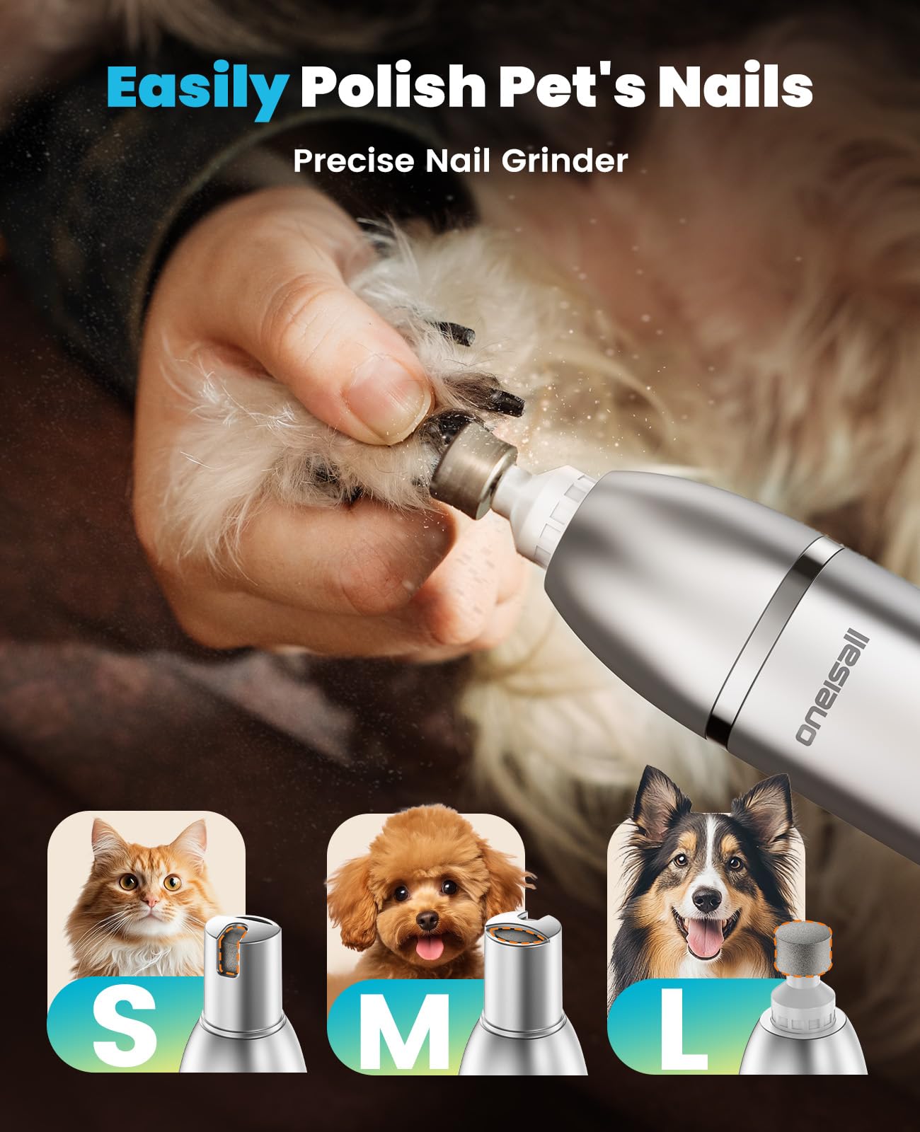 oneisall 4 in 1 Dog Grooming Kit with LCD Display, Dog Hair Trimmer for Paw Nail Grinder, Rechargeable Cordless Low Noise IPX7 Waterproof Pet Clippers 🍁 All In One Marketplace Canada