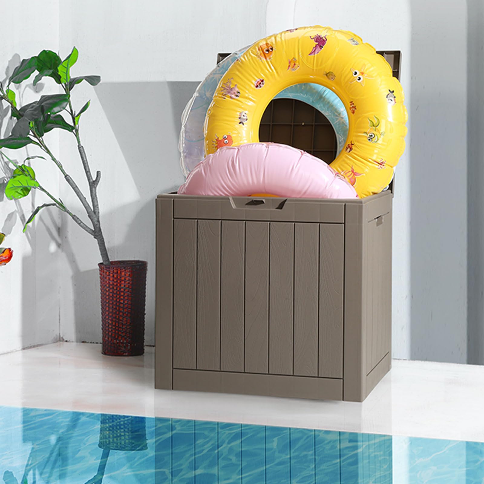 VEVOR Outdoor Storage Box, 31 Gallon Resin Deck Box, Backyard Outside Toy and Towel Storage Cabinet Waterproof, for Patio Furniture Cushions, Garden Tools, Pool Supplies & Package Delivery 🍁 All In One Marketplace Canada