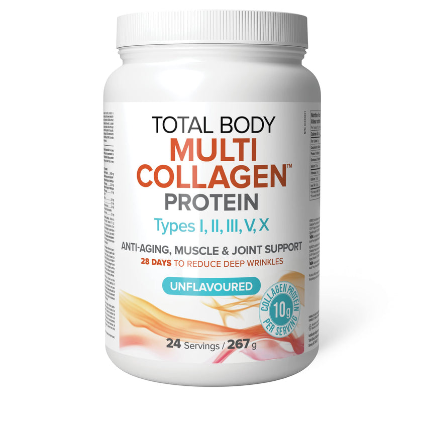 Natural Factors Total Body Multi Collagen Protein, 267g, Unflavoured, 10g of Hydrolyzed Collagen per Scoop, 24 Servings, Combines 5 Types of Collagen, Anti-Aging, Muscle & Joint Support, 28 Days to Reduce Wrinkles, Keto & Paleo Friendly, Proudly Canadian