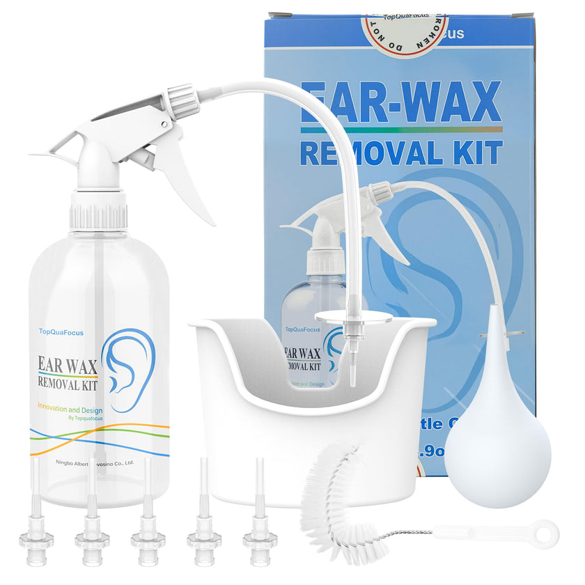 TopQuaFocus 500ml Earwax Remover Ear Cleaner Irrigation Tool Ear wax Removal Flushing System Earwax Cleaning Spray Bottles Ear Flush System for Adults & Kids (16.9oz) 🍁 All In One Marketplace Canada